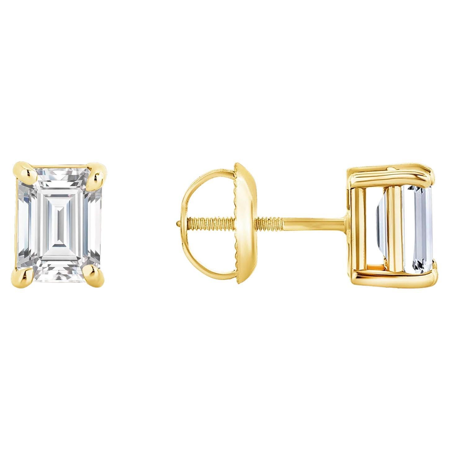 Four Prong 14K Gold Screw Back Setting Diamond Earrings
