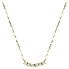Used Petite Diamond Six Stone Curved Necklace