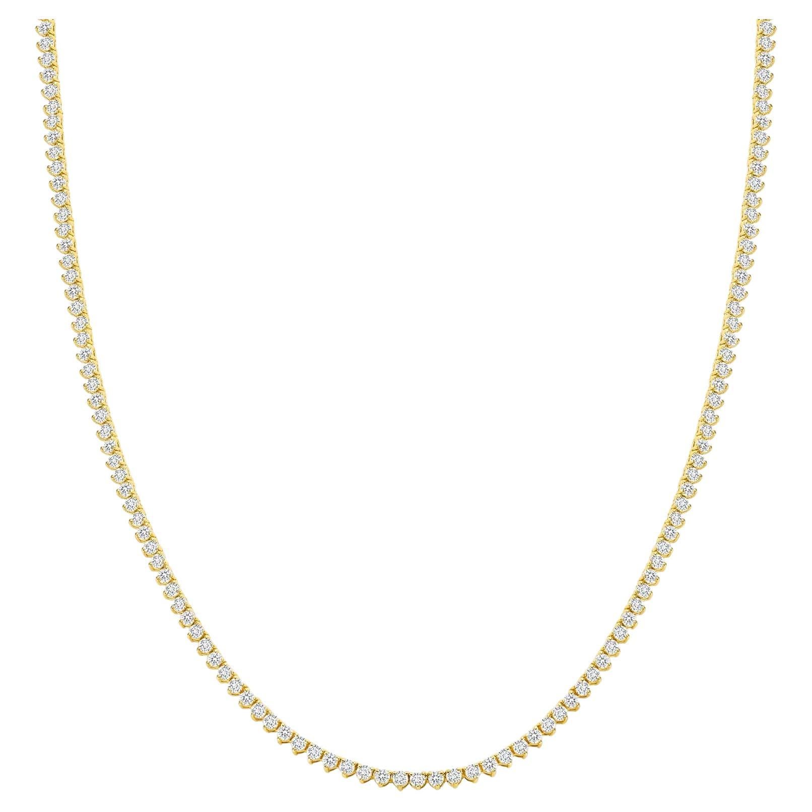 Diamond Tennis Necklace - Three Prong For Sale