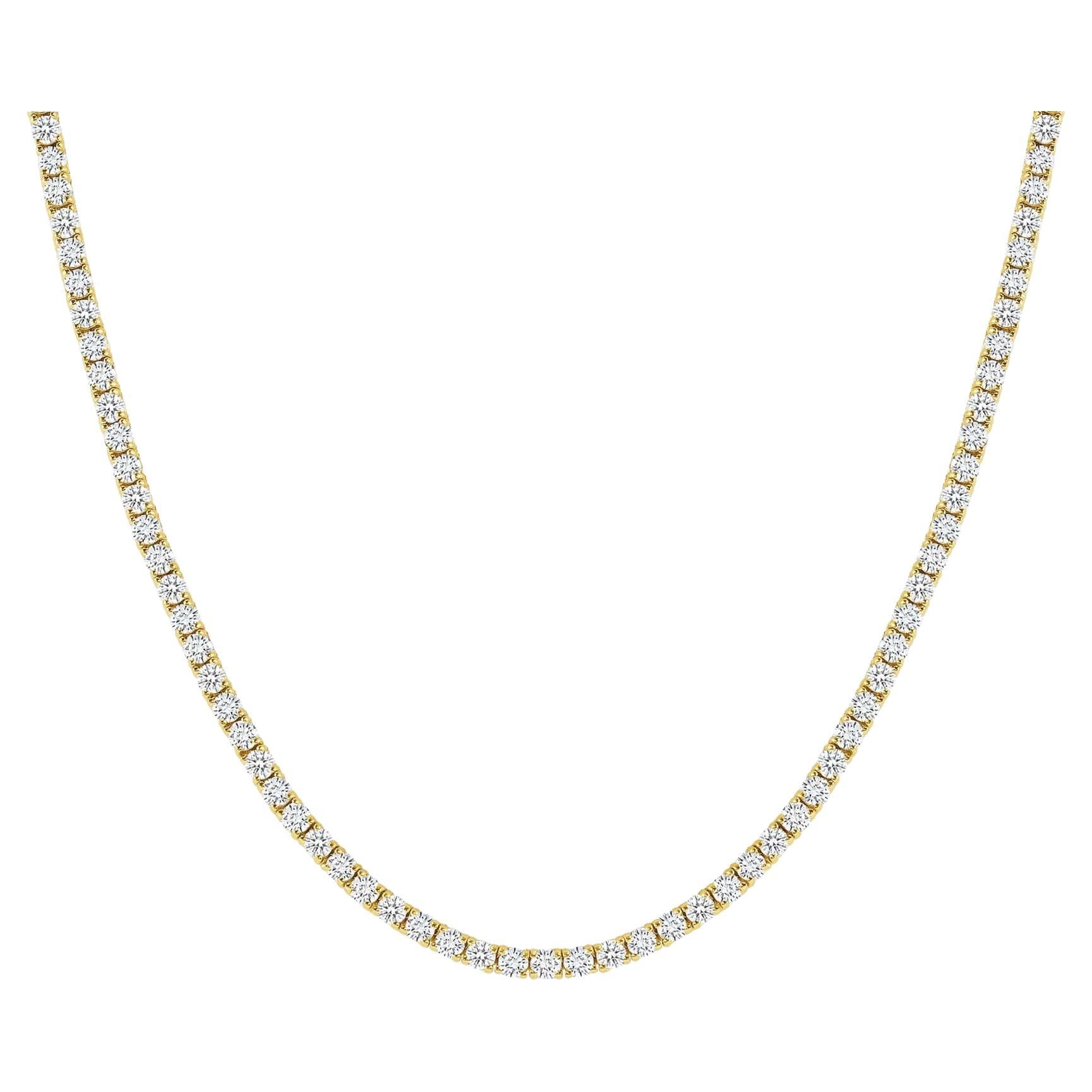 Diamond Tennis Necklace - 4 Prong Setting For Sale