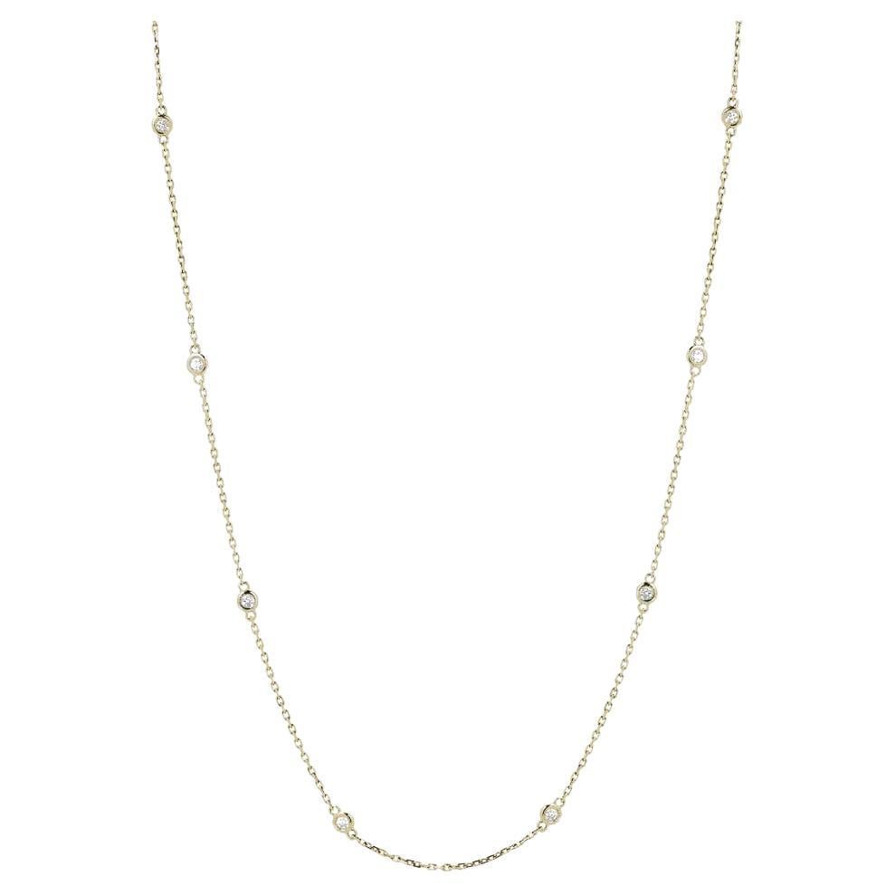 Diamond By The Yard Round-Cut Bezel Necklace For Sale