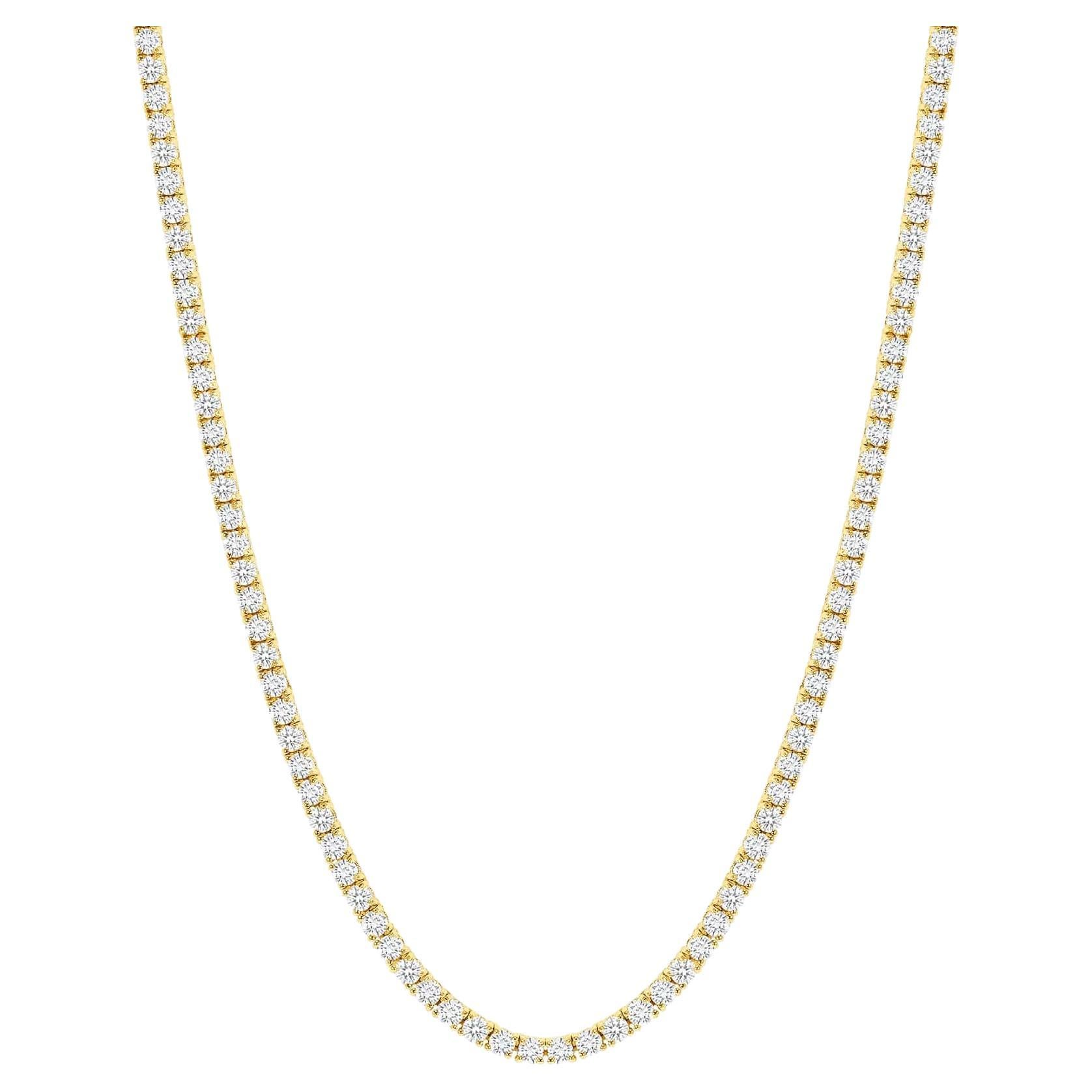 Collier tennis avec diamants ronds de 15 carats en vente