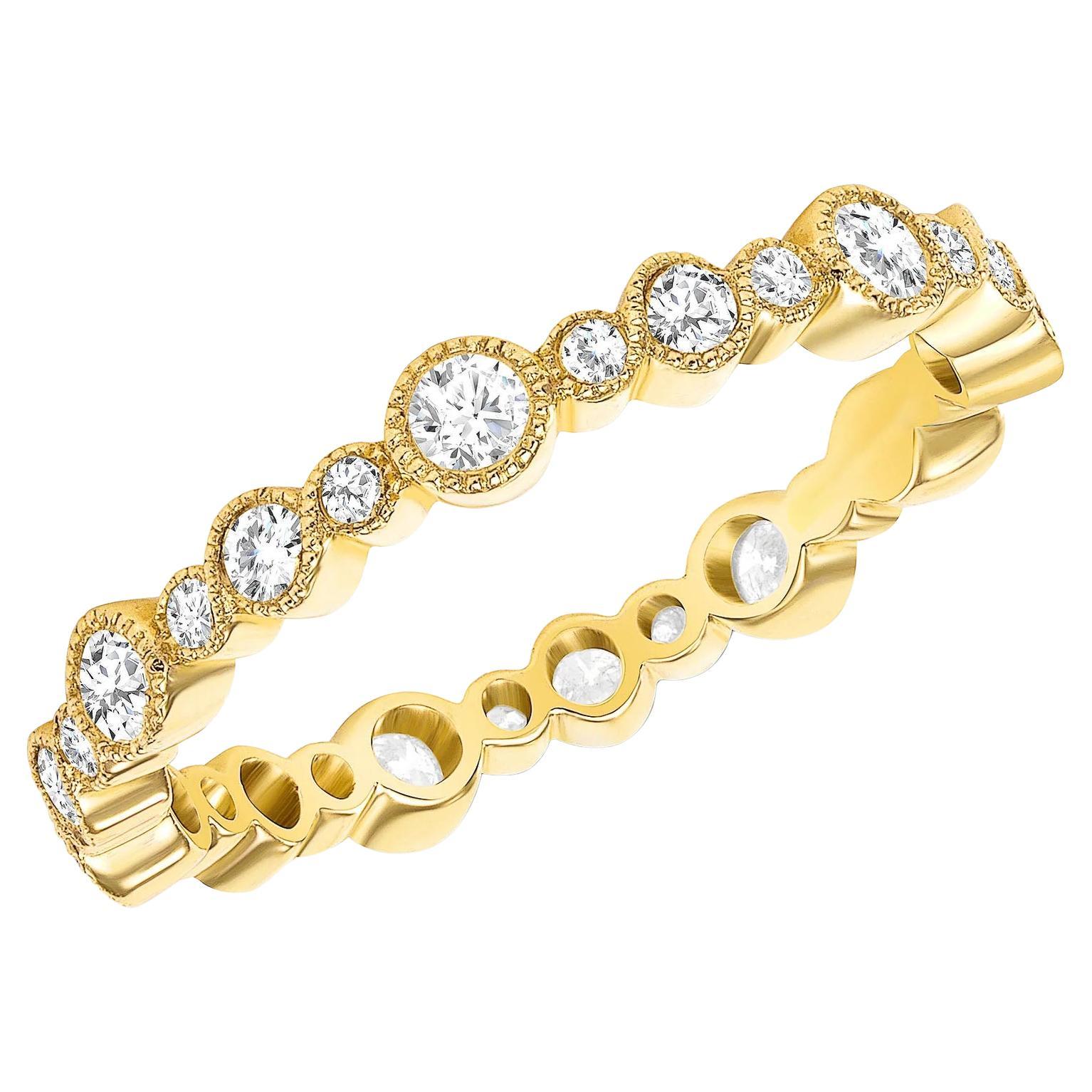 Round Diamond Flush Set Eternity Ring With Milgrain