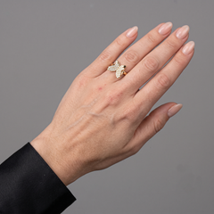 Diamond Butterfly 14K (or 18k upon request) Gold Statement Pave Ring