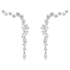 Multi Shape 26 Diamonds 18K White Gold Ear Climber Earrings