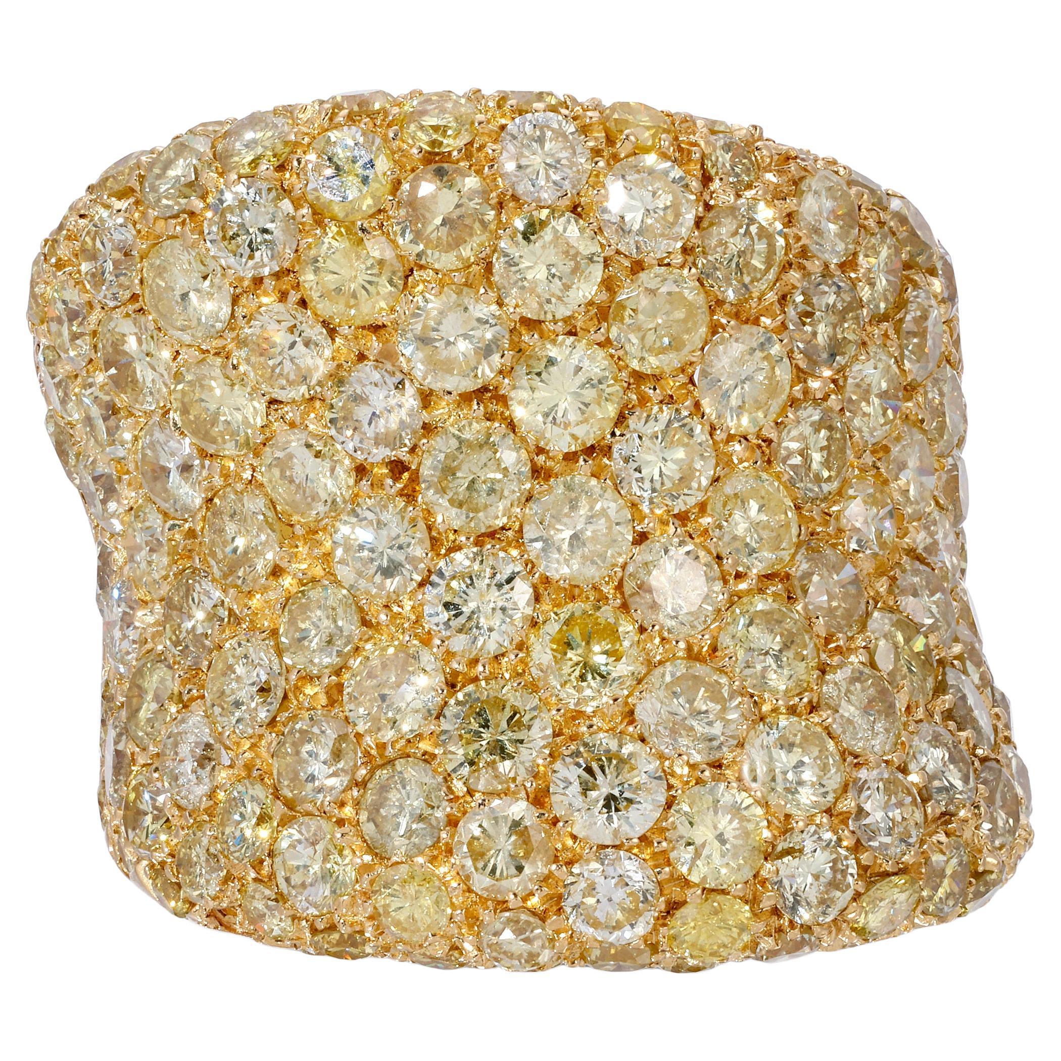 Golden Diamond 18K Wide Band Statement Ring