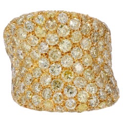 Bague à large bande avec diamant doré 18K