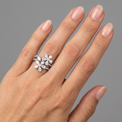 Pear Shape 18K White Gold Diamond Petal Ring