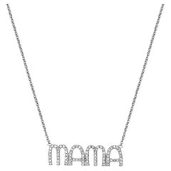 Stylish Round Diamond 14K White Gold Mama Letter Necklace