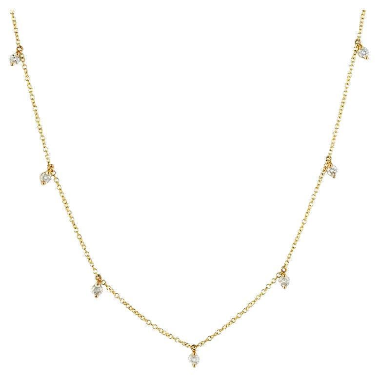 Dainty Pear Cut 14K Yellow Gold Diamond Drop Necklace