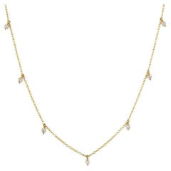 Dainty Tropfen-Halskette aus 14 Karat Gelbgold mit Diamanten im Birnenschliff