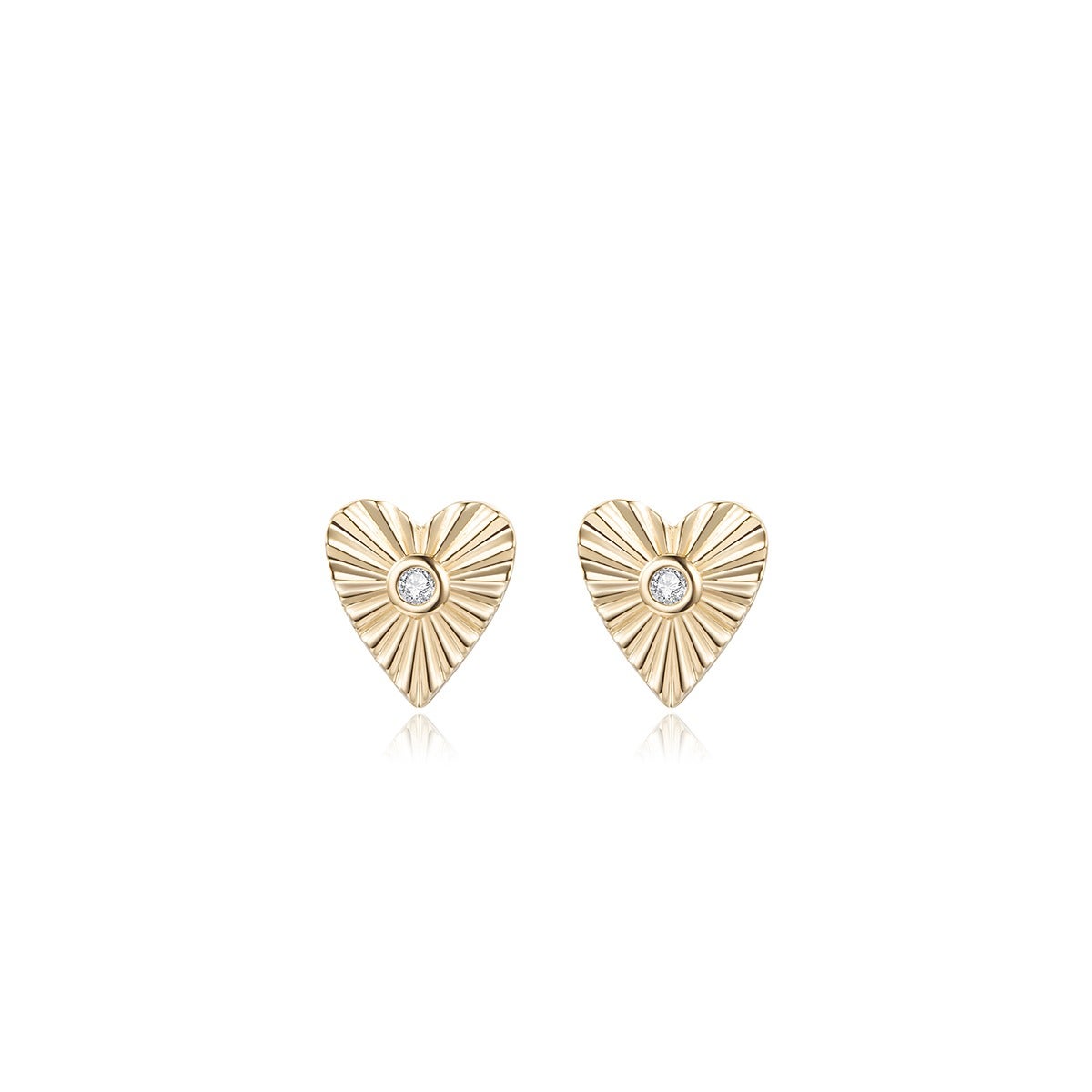 Heart of Light 14K Yellow Gold Diamond Earrings