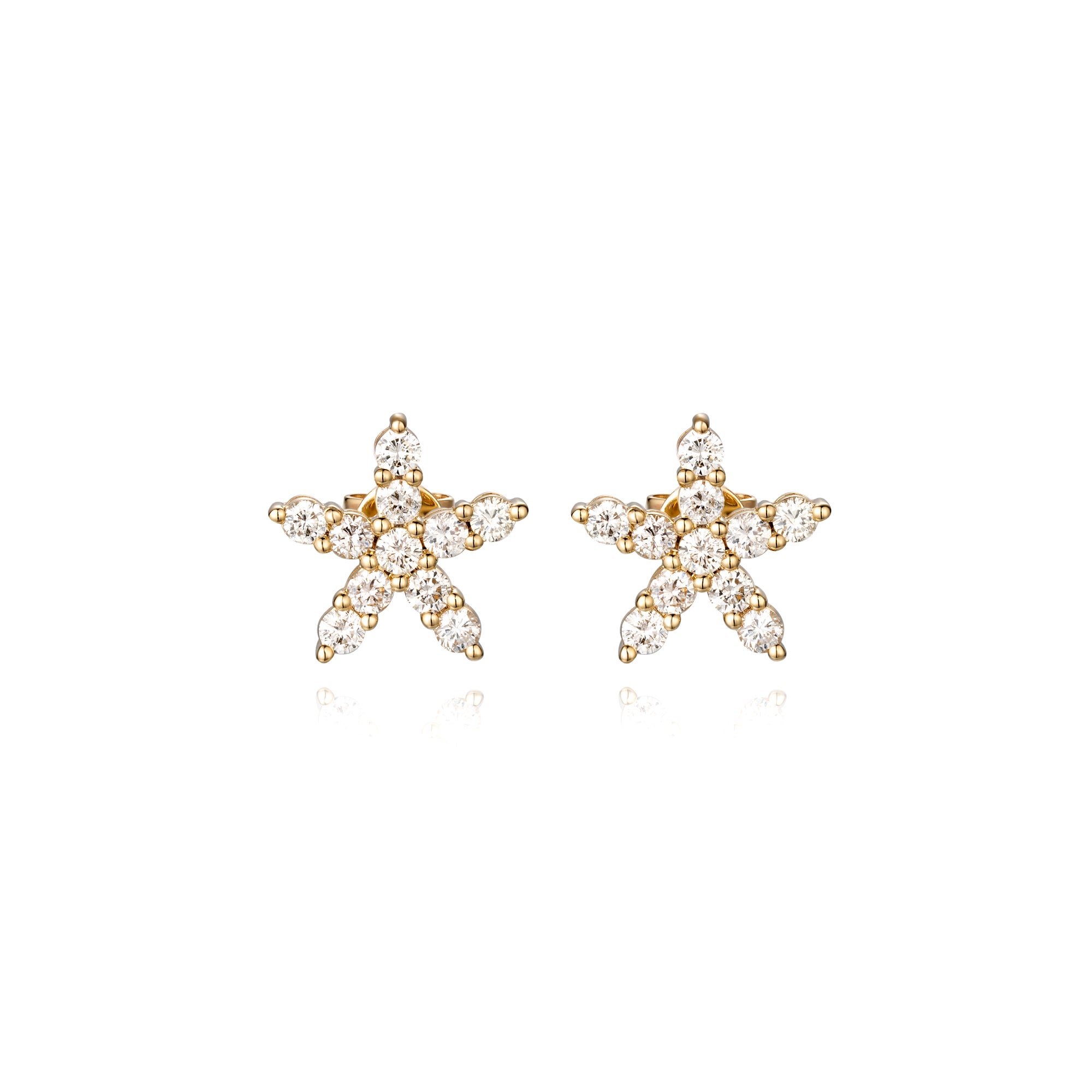 Pendientes Estrella Aurora Dorada Oro Amarillo 14K