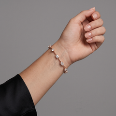 Multi Cut Diamond 18K Rose Gold Link Bracelet