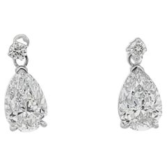 Pear Shaped 18K White Gold Diamond Drop Earrings