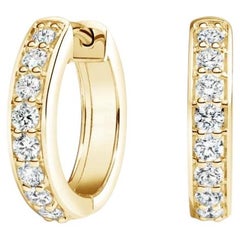 0.50ct Natural Baguette Diamond 18K Gold Hoop Earrings