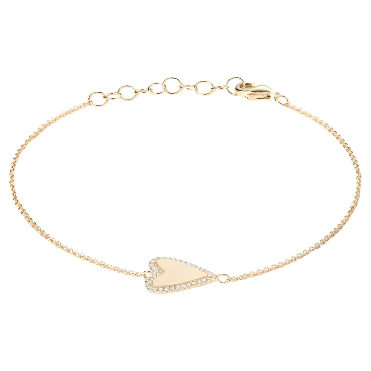 Diamant-Herz-Charm 14K Goldkette-Armband mit Diamanten