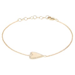 Bracelet en or 14K avec breloques en forme de coeur et diamants