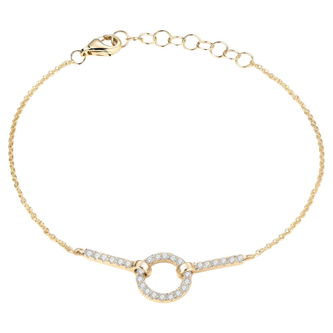 Circle Link Diamond 14K Yellow Gold Bracelet