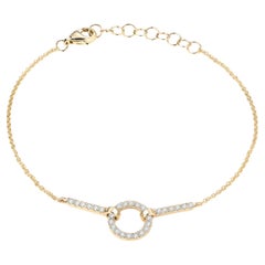 Circle Link Diamond 14K Yellow Gold Bracelet