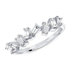 Baguette Diamond Scatter 14K (or 18k upon request) Stackable Band Ring