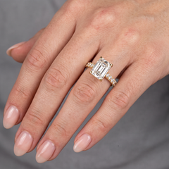 Emerald Cut Solitaire 18K Gold Diamond Engagement Ring