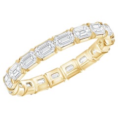 V Prong 14K Gold Smaragdschliff Diamantring