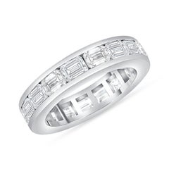 Channel Set Emerald Cut 14K (or 18k upon request) Yellow Gold Diamond Band Ring
