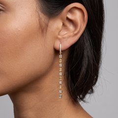 Asscher and Emerald Cut 18K Yellow Gold Diamond Delicate Modern Earrings
