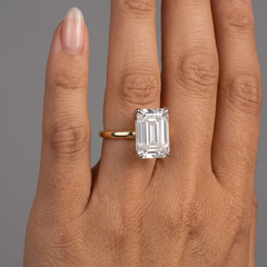 Emerald Cut 18K Yellow Gold Solitaire Diamond Ring