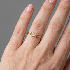Round Diamond 14K (or 18k upon request) Gold Infinity Pave Set Diamond Ring