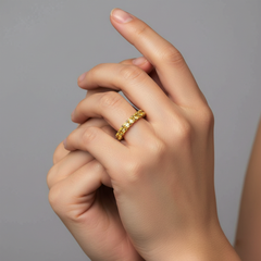 Cushion Cut Yellow Diamond 14K (18k upon request) Yellow Gold Eternity band Ring