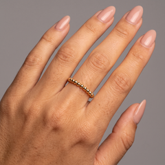 Minimalist Beaded 14K (or 18k upon request) Gold Stacking Ring