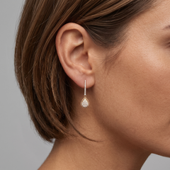 Teardrop Pave Dangle 14K (or 18k upon request) Yellow Gold Diamond Earrings