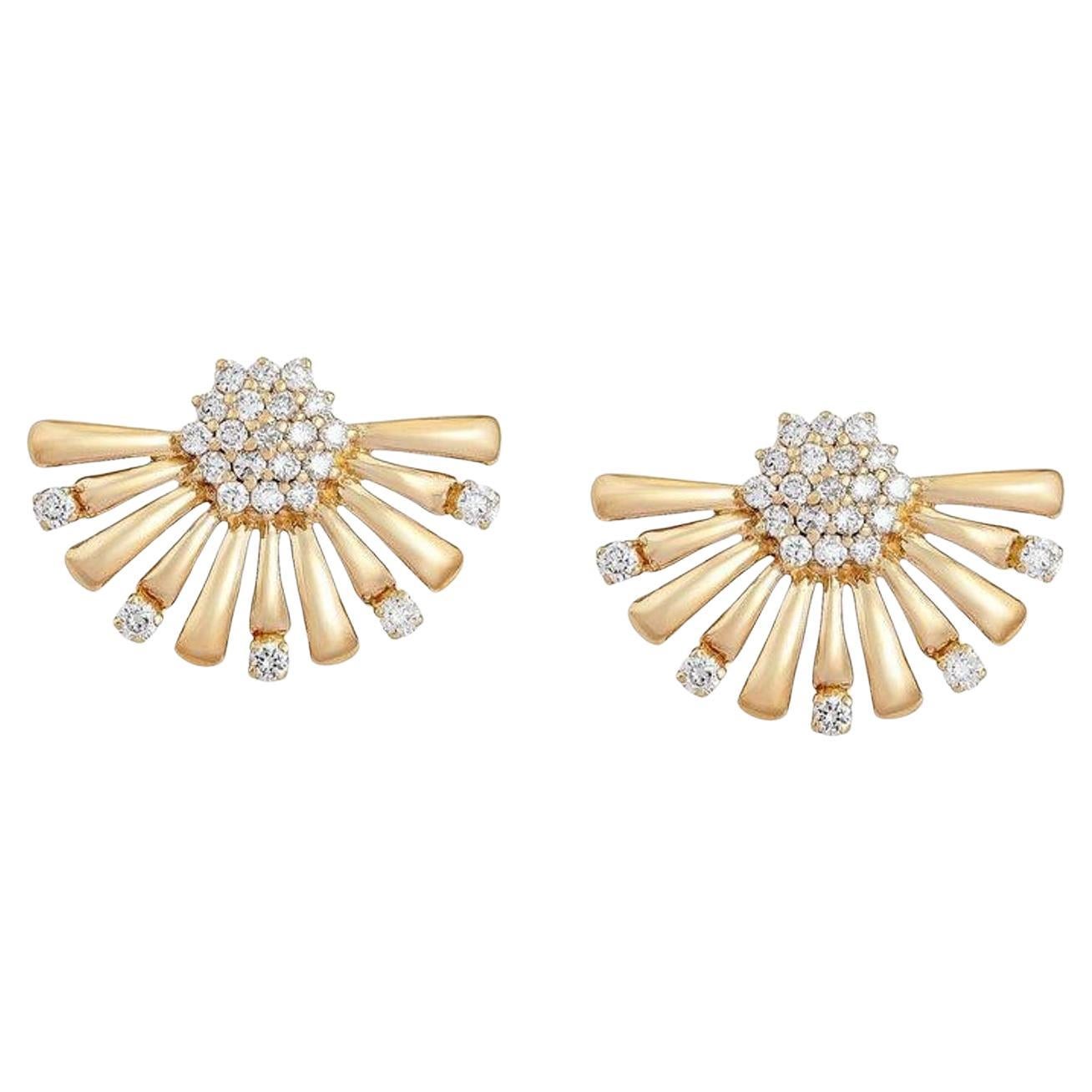 Boucles d'oreilles en or jaune 14K à grappes de diamants éclatants