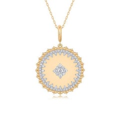 81 Round Motion Diamond 14K (oder 18k auf Anfrage) Gelbgold Anhänger Halskette