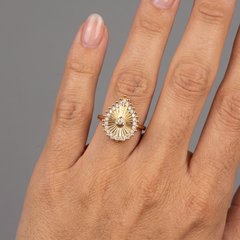 Oval Shape 14K (or 18k upon request) Yellow Gold Diamond Signet Ring