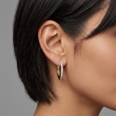 Classic Curve 14K (or 18k upon request) Yellow Gold Diamond Hoop Earrings