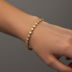 Hexagon 18K Yellow Gold Diamond Tennis Bracelet