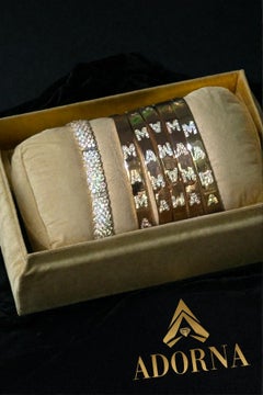 MAMA Armspange 14K Gelbgold Pave Letter Diamant-Armband