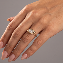 Marquise Bezel Set 14K (or 18k upon request) Yellow Gold Diamond Ring