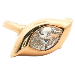 Marquise Bezel Set 14K (or 18k upon request) Yellow Gold Diamond Ring