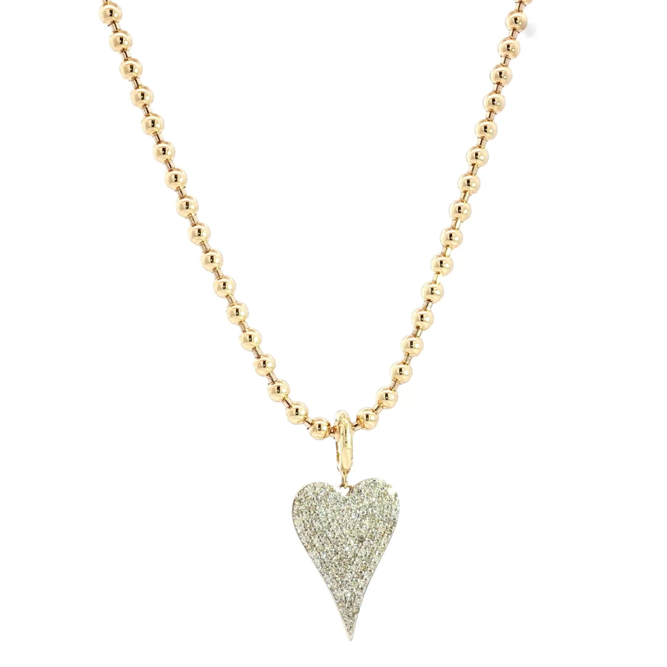Collana a cuore con perline e diamanti in oro 14K In condizioni Nuovo in vendita a Los Angeles, CA