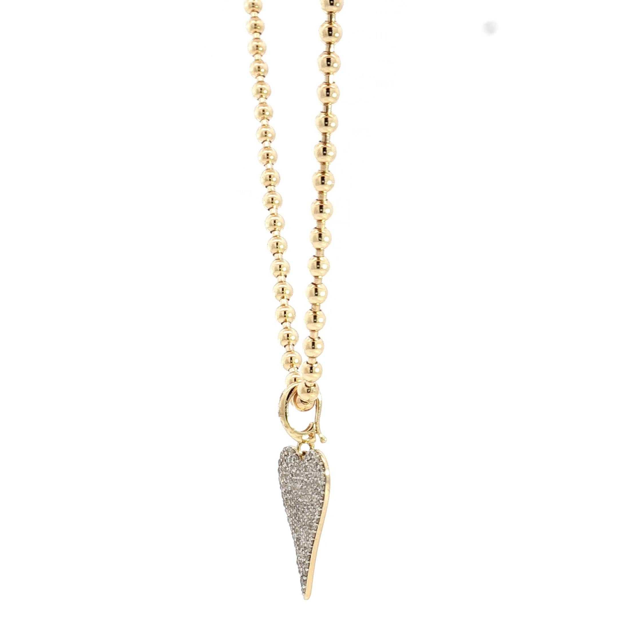 Donna Collana a cuore con perline e diamanti in oro 14K in vendita