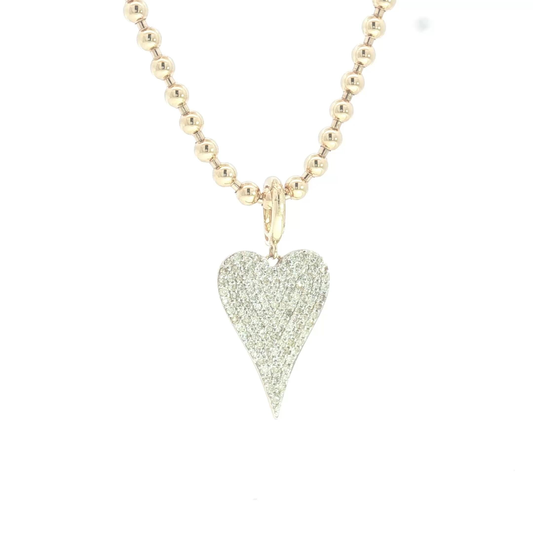 Moderno Collana a cuore con perline e diamanti in oro 14K in vendita