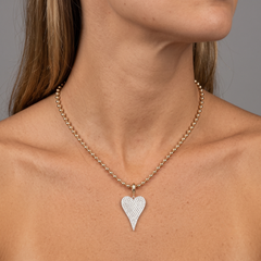 Eternal Flame 14K (or 18k upon request) Yellow Gold Pave Heart Necklace