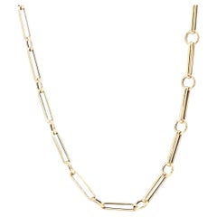 Modern 14K Yellow Gold Paperclip Chain Necklace