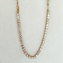 Emerald Cut 14K Yellow Gold Diamond Tennis Link Choker
