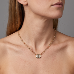 Paperclip Emerald Cut 18K Yellow Gold Pendant Necklace