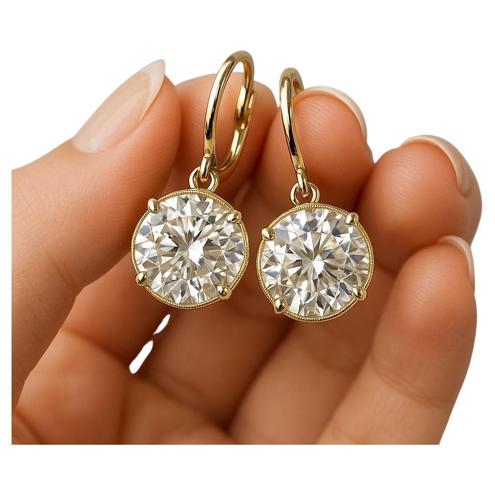 Bold Elegance - Boucles d'oreilles pendantes en or jaune 14K à taille coussin